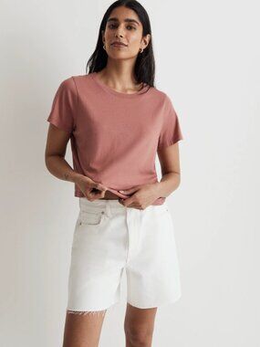 Madewell Mauve Softfade Cotton Boxy-Crop Tee